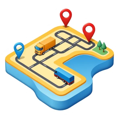 create a realistic emoji showing a map with a route for a logistic company sticker