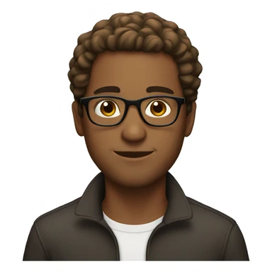 Brown man, normal hair, round glasses sticker