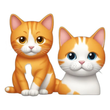 one orange cat and one white cat heads only sticker