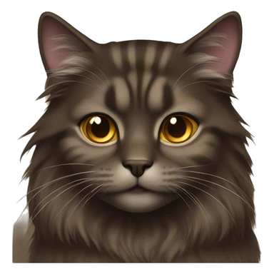 Dark Brown Norvegian cat with long hair and gold brown eyes sticker