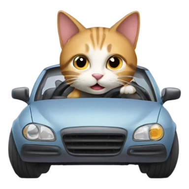 Cat driving a car sticker