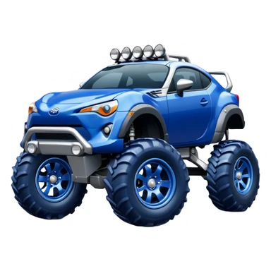 Silver Tractor wheels on monster glossy dark blue body 2025 Toyota 86 off-road rally car  sticker