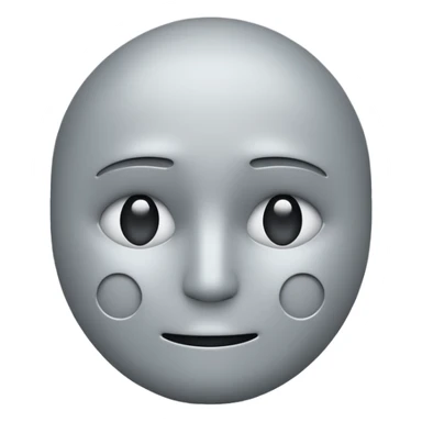 minimalist illustration of a neutral gray emoji face, , representing emotional isolation through algorithms. cold tone, grayscale color palette, subtle noise texture, geometric and mechanical look, emotionless expression, digital abstraction, soft vignette on white background. sticker