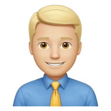 consulting man with hand with white skin and blonde hair with blue shirt and yellow tie sticker