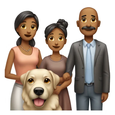Familia mama papa niño de 13 años 2 niñas de 9 años 1 perro sticker