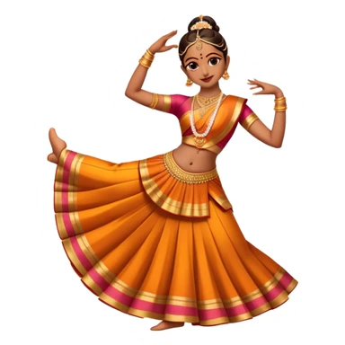 cinematic-realistic-bharatanatyam-dance-emoji,-depicted-as-an-elegant-classical-indian-dance-performance-with-graceful-poses,-intricate-costumes,-and-expressive-hand-gestures,-rendered-with-rich-textures-and-warm-dramatic-lighting, single dancer sticker