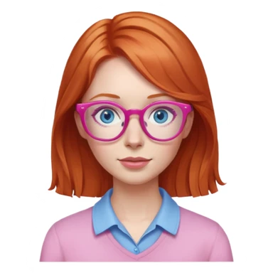 Frau mit Ginger Haaren und Pinker Brille und Blauen Augen  sticker