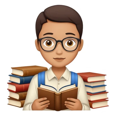 Indonesian student with books studying sticker