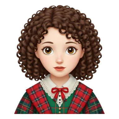 brunette curly woman wearing scottish traditional clothes sticker