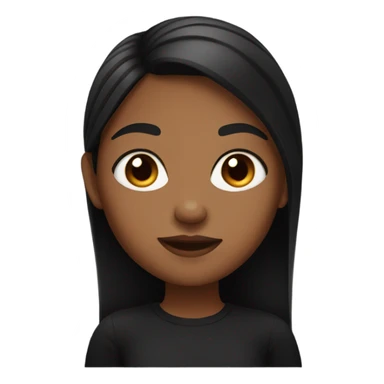 brown skin girl with blak hair and a black shirt and aesthetic  sticker