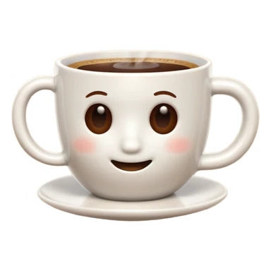 A 3D cartoon coffee cup filled with hot coffee, no saucer underneath, light steam rising, smooth glossy ceramic texture, warm natural lighting, Memoji-style rendering with soft shadows. sticker