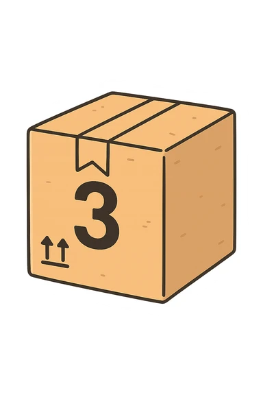 Pacco con numero 3 sticker