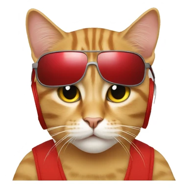 Dj cat with a red hay sticker