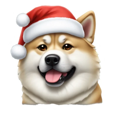 Japanese Akita wearing Santa hat sticker