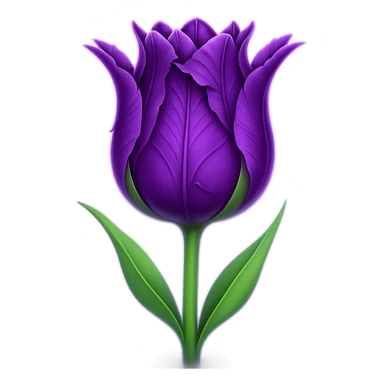 Add a subtle glowing effect around the goth tulip. Keep the background transparent. The style should resemble apple emoji style with clean, smooth, and colorful details typical of apple emojis. sticker