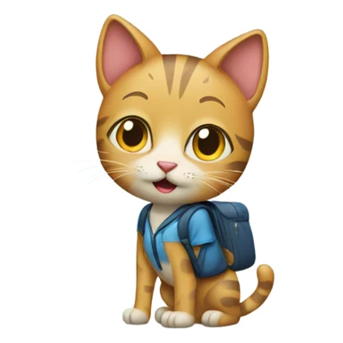 Cat going to school sticker