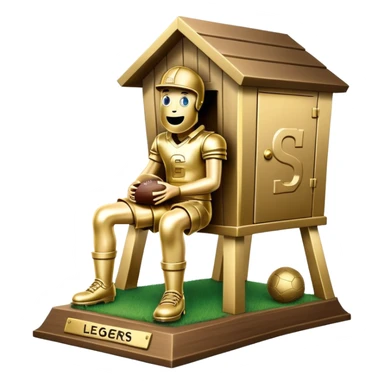 A "I STINK AT FANTASY FOOTBALL" trophy featuring an outhouse-shaped figure with legs on a metallic base - perfect for commemorating league losers.​​​​​​​​​​​​​​​​ sticker