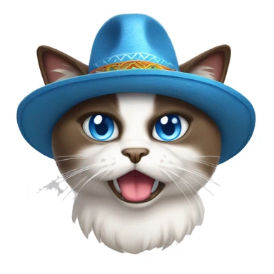 angry snowshoe cat with blue eyes wearing a sombrero  sticker