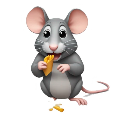 rat eating fries sticker