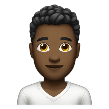 He was born with blask hair and white clothes sticker