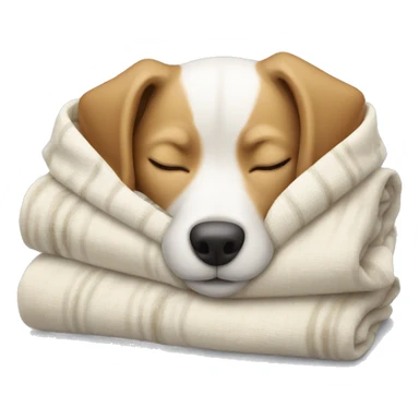Dog sleeping with a little blanket that’s white sticker