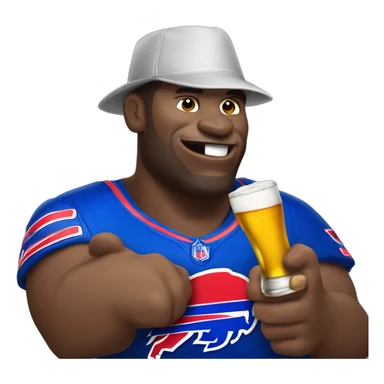 African American Buffalo bills fan with a beer in had and shocker sign  sticker