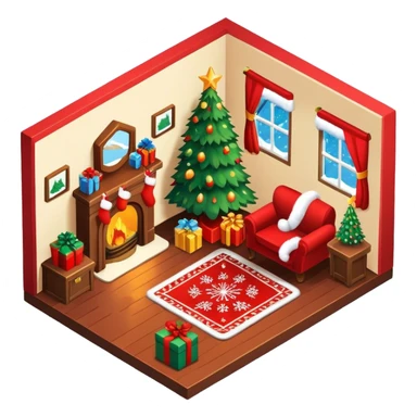 isometric room, christmas sticker