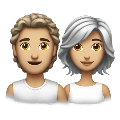 Couple homme blanc cheveux gris et femme brune cheveux mi longs sticker