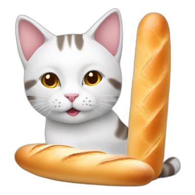 cat with a french baguette sticker