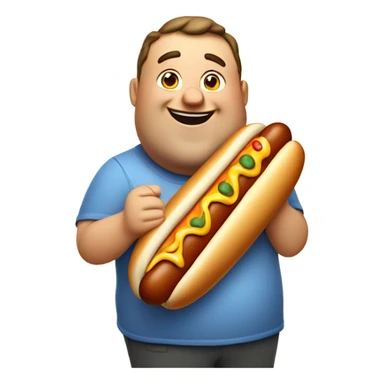 Fat man eating a hot dog sticker