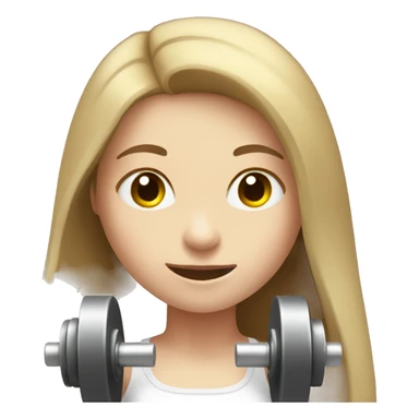 Pale girl with long brown hair lifting weights sticker