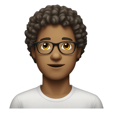 young white male with squared chin and curly hair and glasses sticker