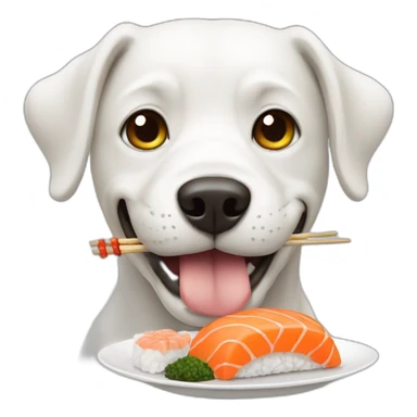 Dog eating sushi sticker