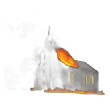 church and fire around sticker
