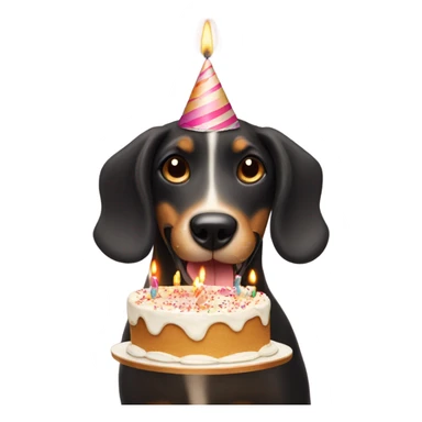 playful dog showing tongue with birthday cake and 12 candles  sticker