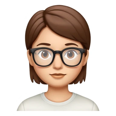 Face with straight hair and glasses, Apple Memoji style sticker