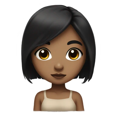 Warm skin chibi girl with black hair and black eyes  sticker