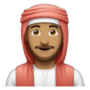 A person wearing an Arabic ghutra red color sticker