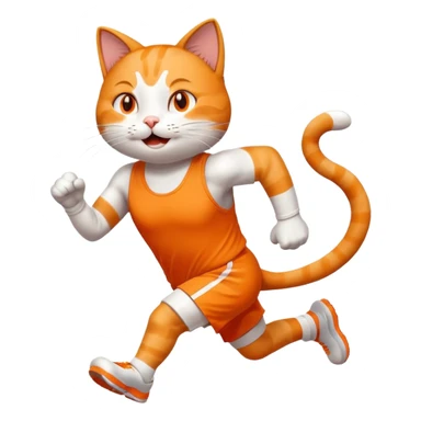 happy cat finishing a marathon sticker