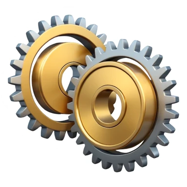 two gears connected by circular arrows sticker