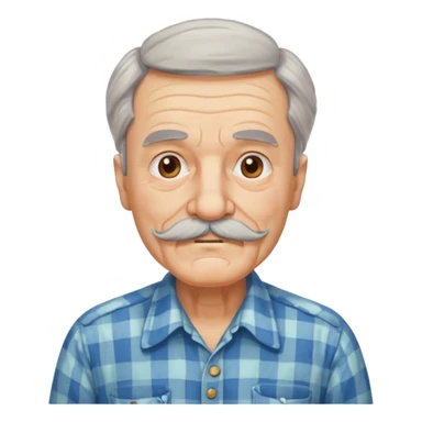 mustached elderly man with vintage shirt sticker