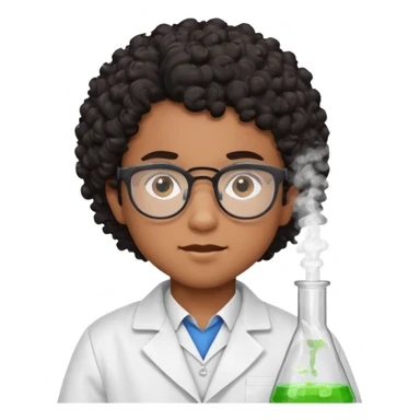 kid boy scientist brown skin, black curly hair sticker