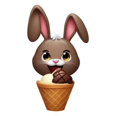 rabbit that has a choclate ice cream on its hand and eating the ice cream sticker