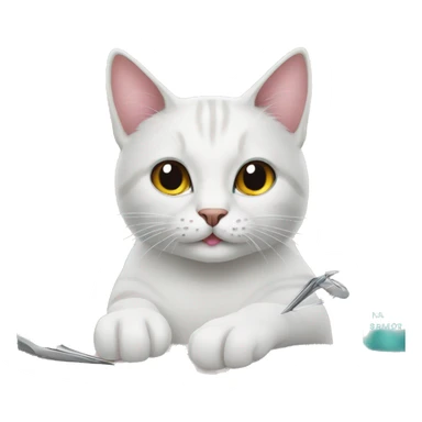 Cat at nail salon sticker