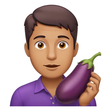 man eating eggplant sticker