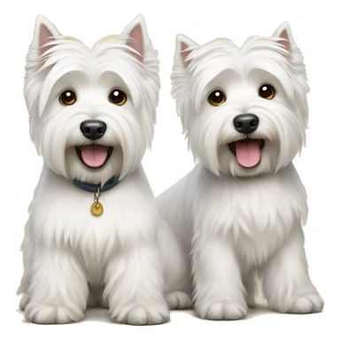 Two white highland terriers of different sizes sticker