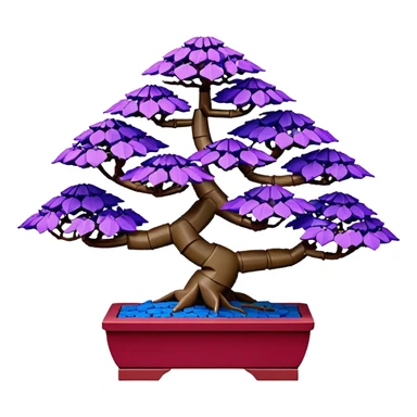 Bonsai Lego fine-leaf group crimson azalea purple and cream blue forest planting origami  sticker