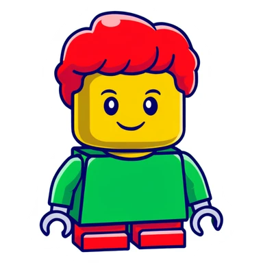 A cartoon red Lego brick with a cute face and rosy cheeks sticker
