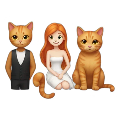 couple with black cat and ginger kitty sticker