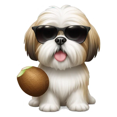 Shih Tzu with sunglasses and a coconut in his hand  sticker